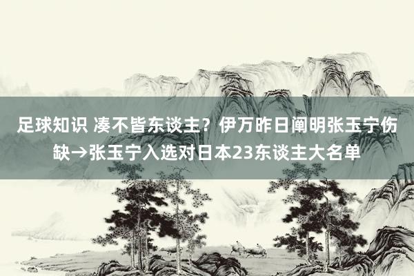 足球知识 凑不皆东谈主？伊万昨日阐明张玉宁伤缺→张玉宁入选对日本23东谈主大名单