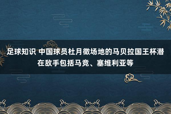 足球知识 中国球员杜月徵场地的马贝拉国王杯潜在敌手包括马竞、塞维利亚等