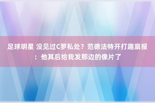 足球明星 没见过C罗私处？范德法特开打趣禀报：他其后给我发那边的像片了