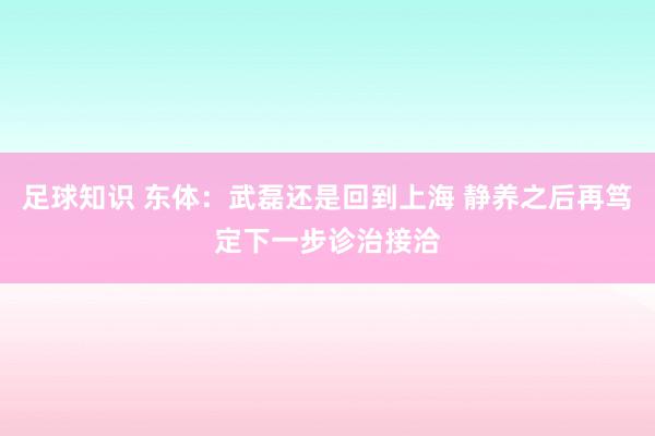 足球知识 东体：武磊还是回到上海 静养之后再笃定下一步诊治接洽