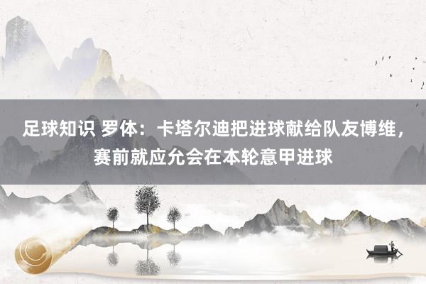 足球知识 罗体：卡塔尔迪把进球献给队友博维，赛前就应允会在本轮意甲进球